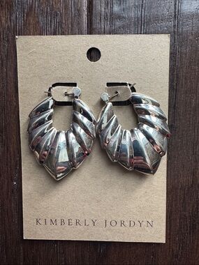 Sculpted Sterling Silver-Color Hoop Earrings